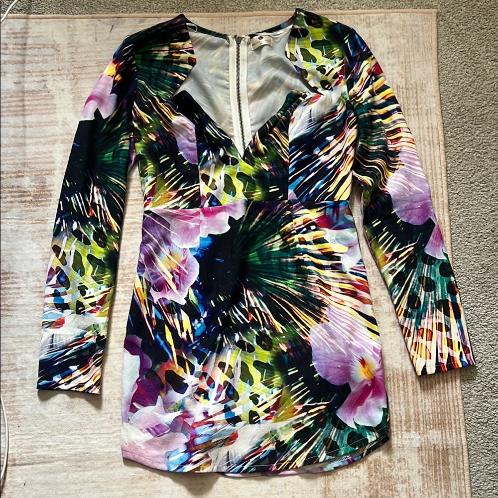 Colorful Long Sleeve Women's Dress